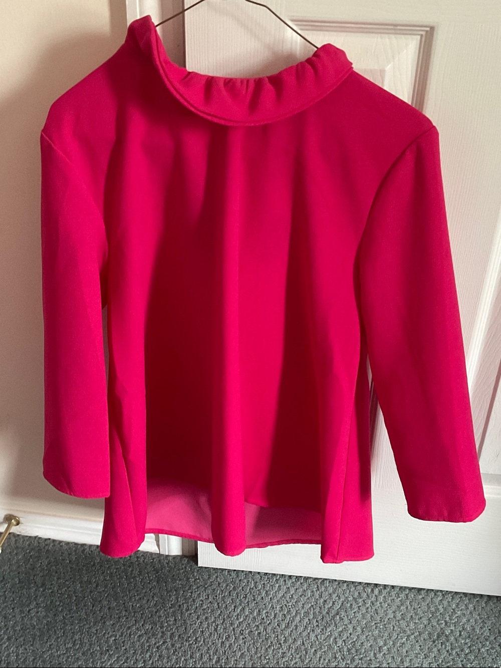 Tuckernuck Fuchsia Ruffle-Neck Long-Sleeve Blouse